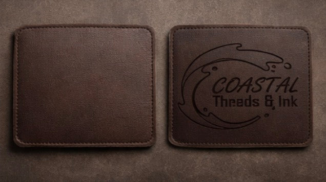 Faux Leather Patch Dark Brown to Brown Engrave, includes engraving and adhesive
