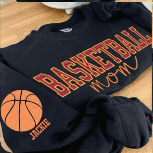 Basketball Mom Appliqué with Sleeve Embroidery