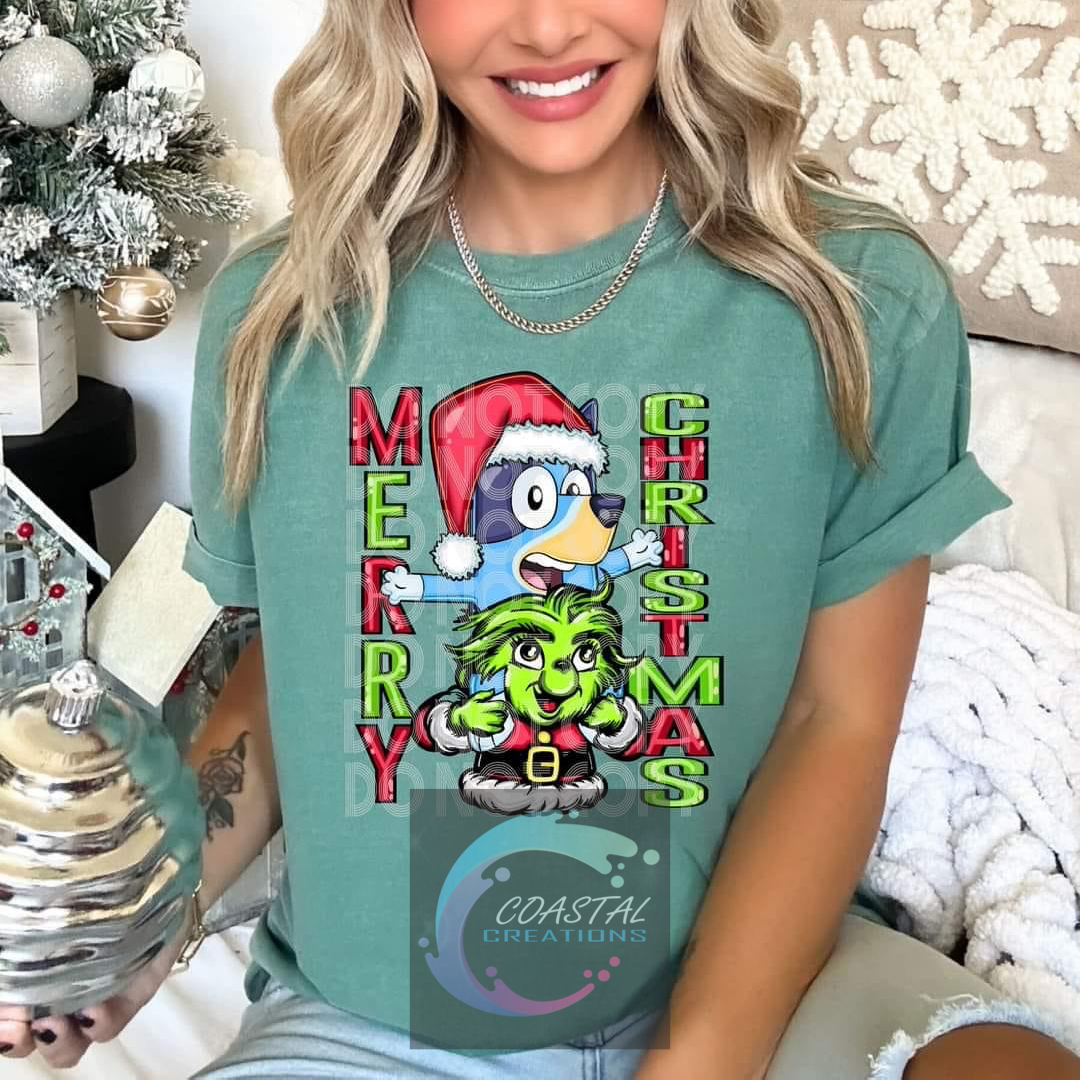 Merry Christmas Bluey DTF