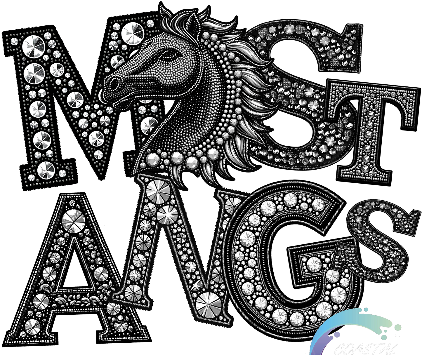 Mustangs Faux Rhinestone DTF