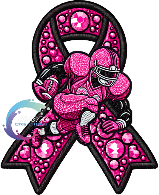 Tackle Cancer Rhinestone W/Pocket DTF