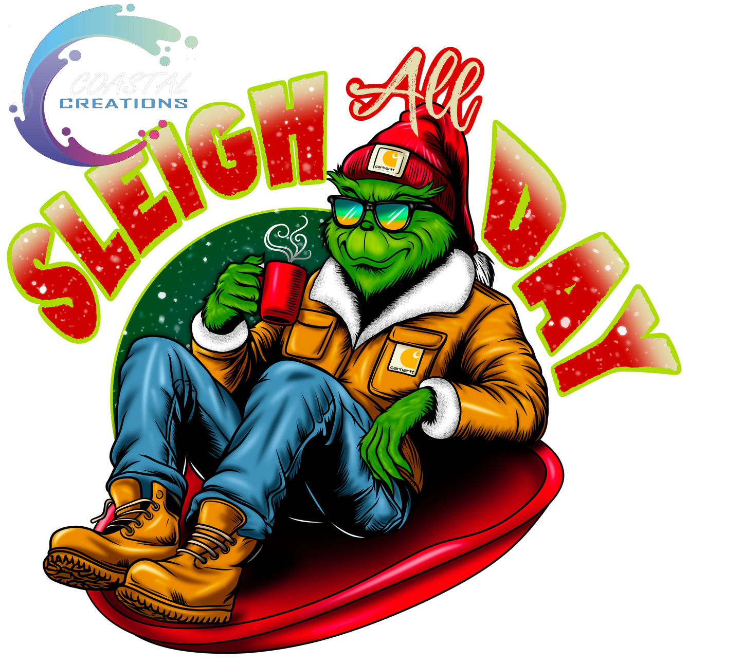 Sleigh All Day Grinch-Red & Green DTF