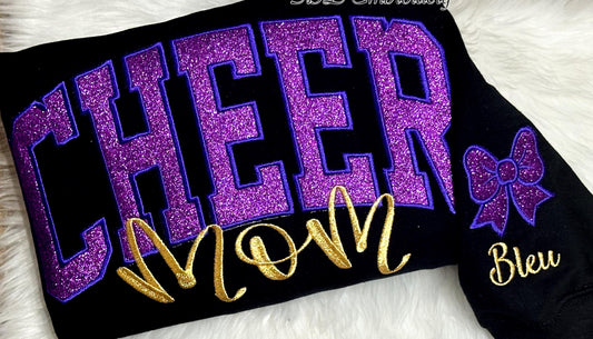 Purple & Gold Cheer Mom Embroidered Sweater